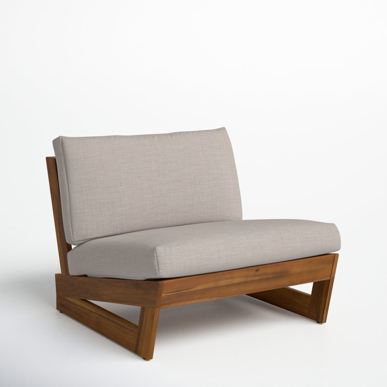 Louise Acacia Outdoor Armless Lounge Chair with Sunbrella Cushions AllModern Frame Color Cushion Color Teak Frame Cast Silver Cushion